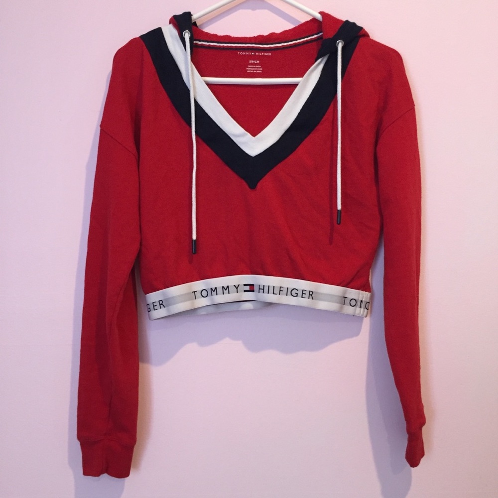 Tommy Hilfiger Elastic Cropped Hoodie Sweatshirt - Picture 3 of 5